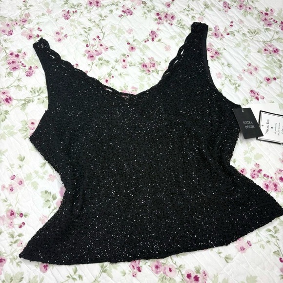J Kara Black beaded formal Tank Top - Picture 2 of 8
